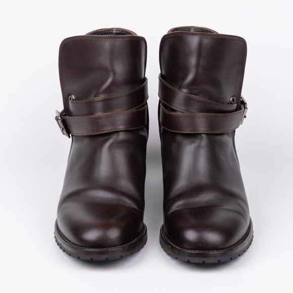 Manolo Blahnik Sulgamba Brown Leather Strap Ankle Boot - size 6.5 UK 36 1/2 - Picture 2 of 11